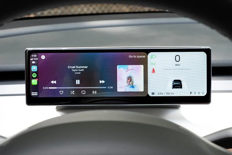 Model 3/Y MSX-CP9 „FloThru HVAC“ Fahrerorientiertes intelligentes Instrumentencluster mit Apple CarPlay & Android Auto-Tesla Model 3 Y MSX CP9 “FloThru HVAC” Driver View Smart Instrument Cluster with Apple CarPlay Android Auto